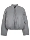 Loewe Grey Leather Bomber Jacket In Gray
