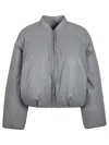Loewe Women's Leather Padded Bomber Jacket In Grey
