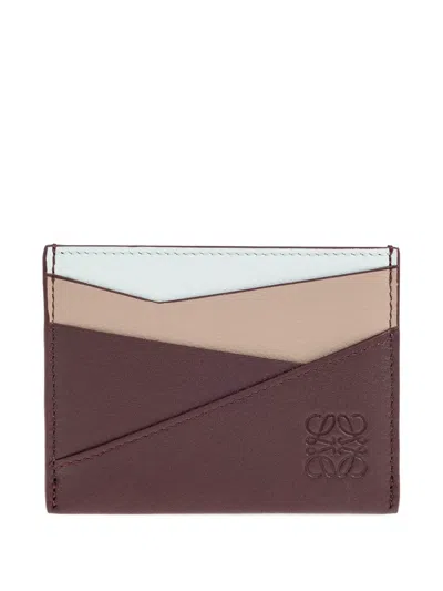 Loewe Leather-panel Cardholder In Red