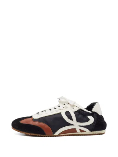 Pre-owned Loewe Leather Panelled Sneakers In Black