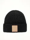 Loewe Anagram Ribbed-knit Cashmere Beanie In Black