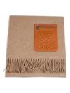 Loewe Leather-patch Fringed Scarf In Brown