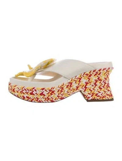 Pre-owned Loewe Leather Patterned Slides In Multicolor