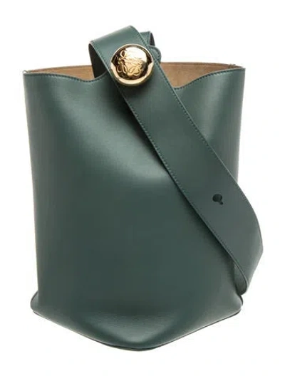 Pre-owned Loewe Leather Pebble Bucket Bag Medium 2024 In Green