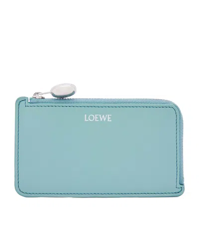 Loewe Leather Pebble Card Holder In Blue