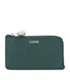Loewe Leather Pebble Card Holder In Green