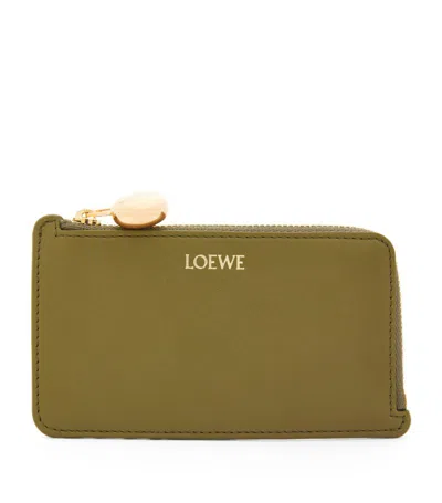 Loewe Leather Pebble Coin Card Holder In Green