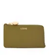 Loewe Leather Pebble Coin Card Holder In Green