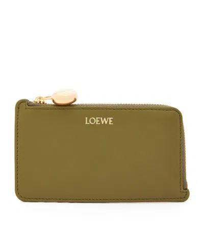 Loewe Leather Pebble Coin Card Holder In Green