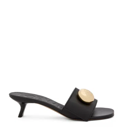 Loewe Leather Pebble Heeled Mules 45 In Black