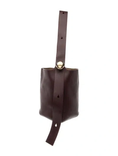 Pre-owned Loewe Leather Pebble Mini In Burgundy