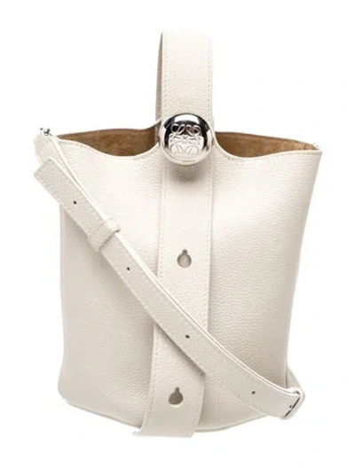 Pre-owned Loewe Leather Pebble Mini In Neutral