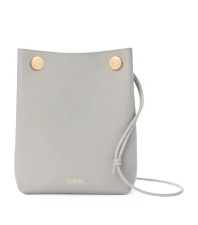 Loewe Leather Pebble Pouch Bag In Gray