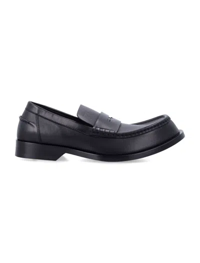 Loewe Leather Penny Loafers In Black