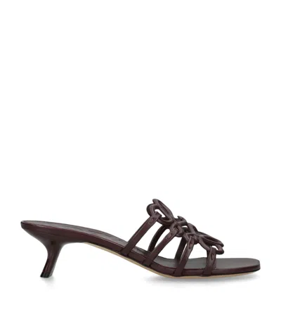 Loewe Leather Petal Anagram Mules 45 In Burgundy