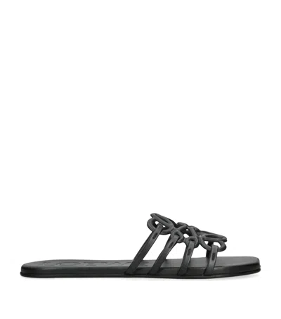 LOEWE LEATHER PETAL ANAGRAM SLIDES