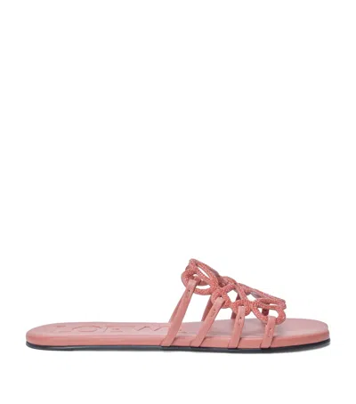 Loewe Leather Petal Anagram Slides In Pink