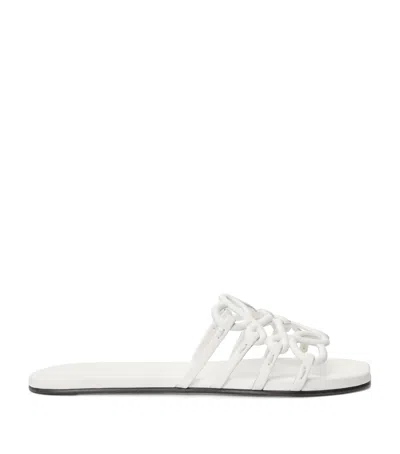 Loewe Petal Anagram Metallic Leather Slide Sandals In Silver