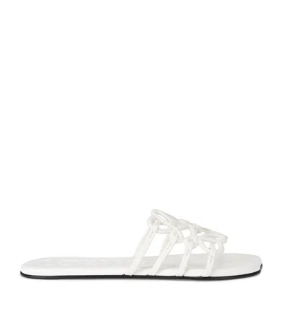 Loewe Petal Anagram Metallic Leather Slide Sandals In Silver