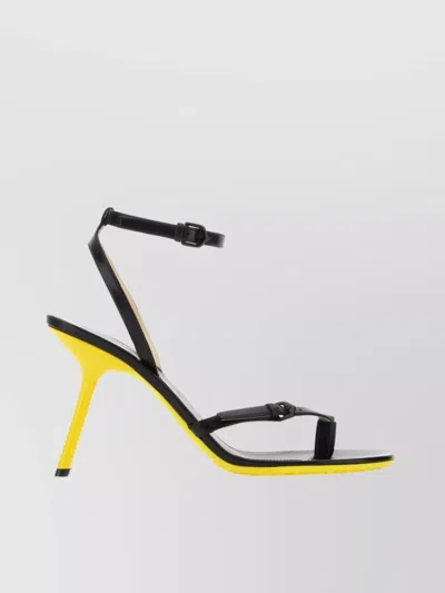 Loewe Petal Monstera Leather Sandals In Black