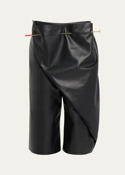 Loewe Leather Pintuck Shorts In Black