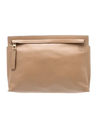Pre-owned Loewe Leather Portfolio In Neutral