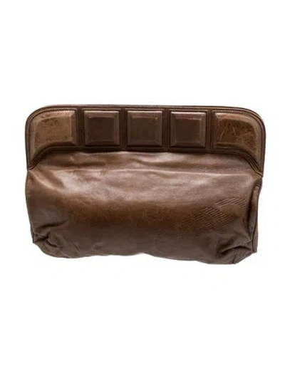 Pre-owned Loewe Leather Portfolio Vintage In Brown