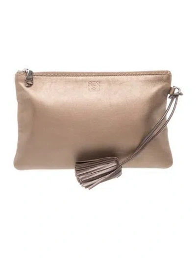 Pre-owned Loewe Leather Pouch In Gold/metallic