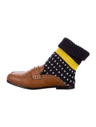 Pre-owned Loewe Leather Printed Lace-up Boots In Blue