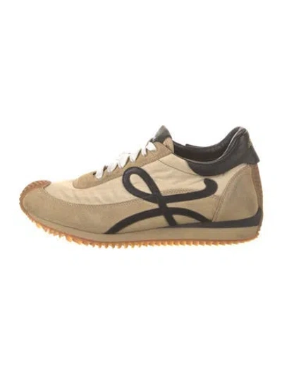 Pre-owned Loewe Leather Printed Sneakers In Neutral
