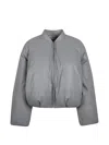 Loewe Grey Leather Bomber Jacket In Gray