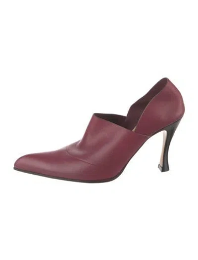 Pre-owned Loewe Leather Pumps In Burgundy