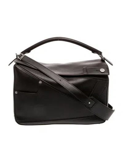 Pre-owned Loewe Leather Puzzle 2025 In Black