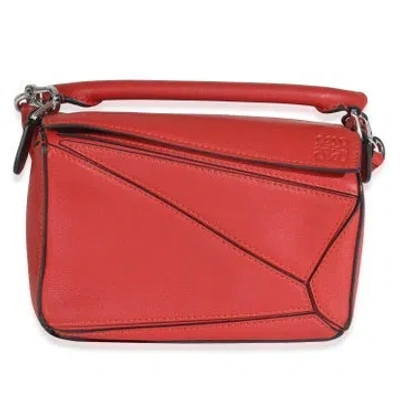 Pre-owned Loewe Leather Puzzle Bag Mini In Red