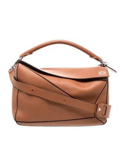 Pre-owned Loewe Leather Puzzle In Brown