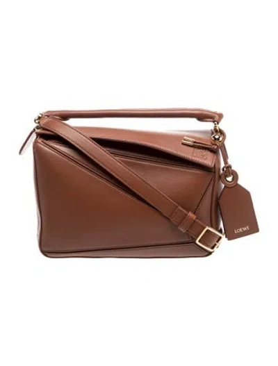 Pre-owned Loewe Leather Puzzle In Brown