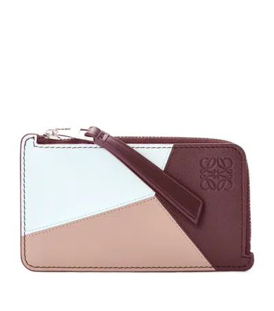 Loewe Leather Puzzle Coin Card Holder In Blue