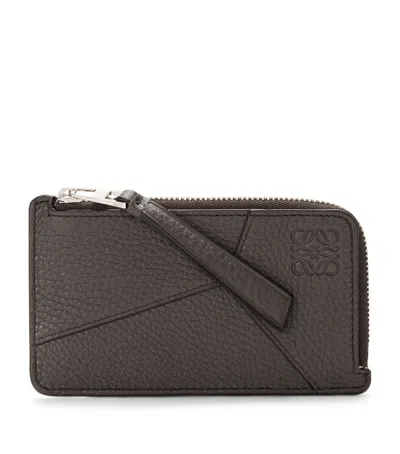 Loewe Leather Puzzle Coin Card Holder In Gray