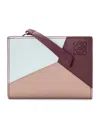 Loewe Leather Puzzle Compact Wallet In Blue