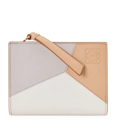 Loewe Leather Puzzle Compact Wallet In White
