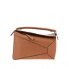 Loewe Puzzle Edge Small Leather Tote Bag In Brown