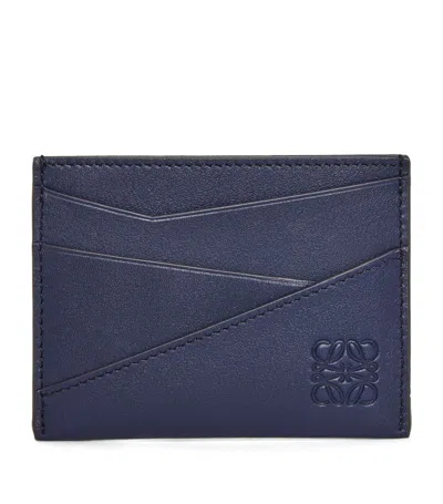 Loewe Leather Puzzle Edge Card Holder In Blue
