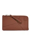 Loewe Leather Puzzle Edge Coin Card Holder In Brown