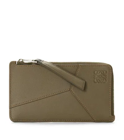 Loewe Leather Puzzle Edge Coin Card Holder In Green