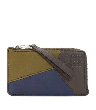 Loewe Leather Puzzle Edge Coin Card Holder In Green