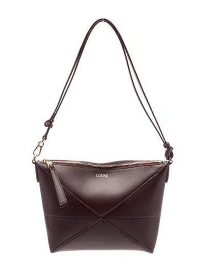 Pre-owned Loewe Leather Puzzle Fold Pouch 2024 In Burgundy