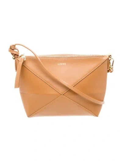 Pre-owned Loewe Leather Puzzle Fold Pouch 2024 In Neutral