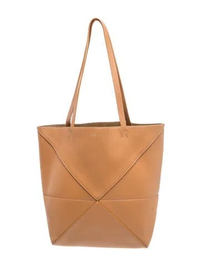 Pre-owned Loewe Leather Puzzle Fold Tote Large In Brown