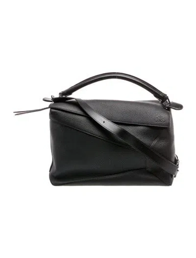 Pre-owned Loewe Leather Puzzle Large 2024 In Black