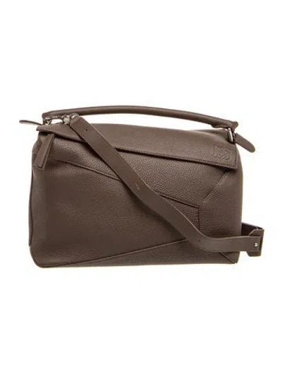 Pre-owned Loewe Leather Puzzle Large 2024 In Brown